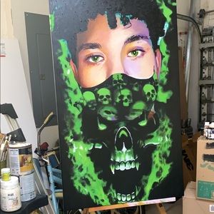 portrait painting, it is made with acrylic paint on a Canva 30x46 inch.